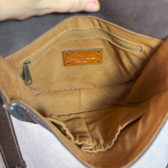 Patricia Nash Embossed Leather Cross Body Bag Tooled Forli Flap Vintage Brown - Picture 9 of 15